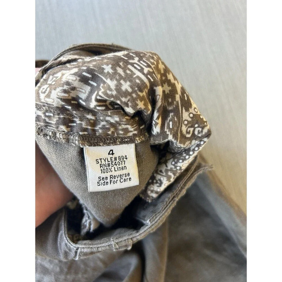 CAbi Wide Leg Flare Linen Pants Taupe Brown 4 - Picture 5 of 8